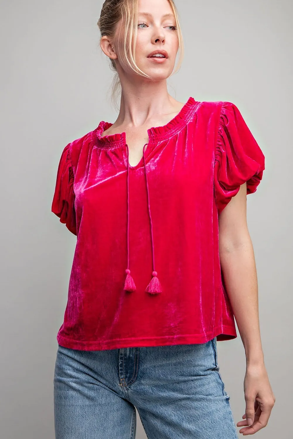 Velvet Drawstring Top