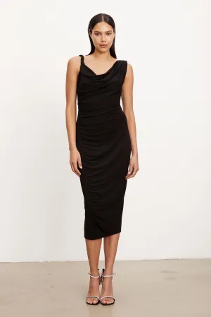 Velvet - Fifi Drape Dress in Black