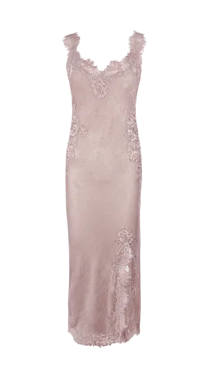Velvet Harper Strap Long Bias Dress - Nude Crystal