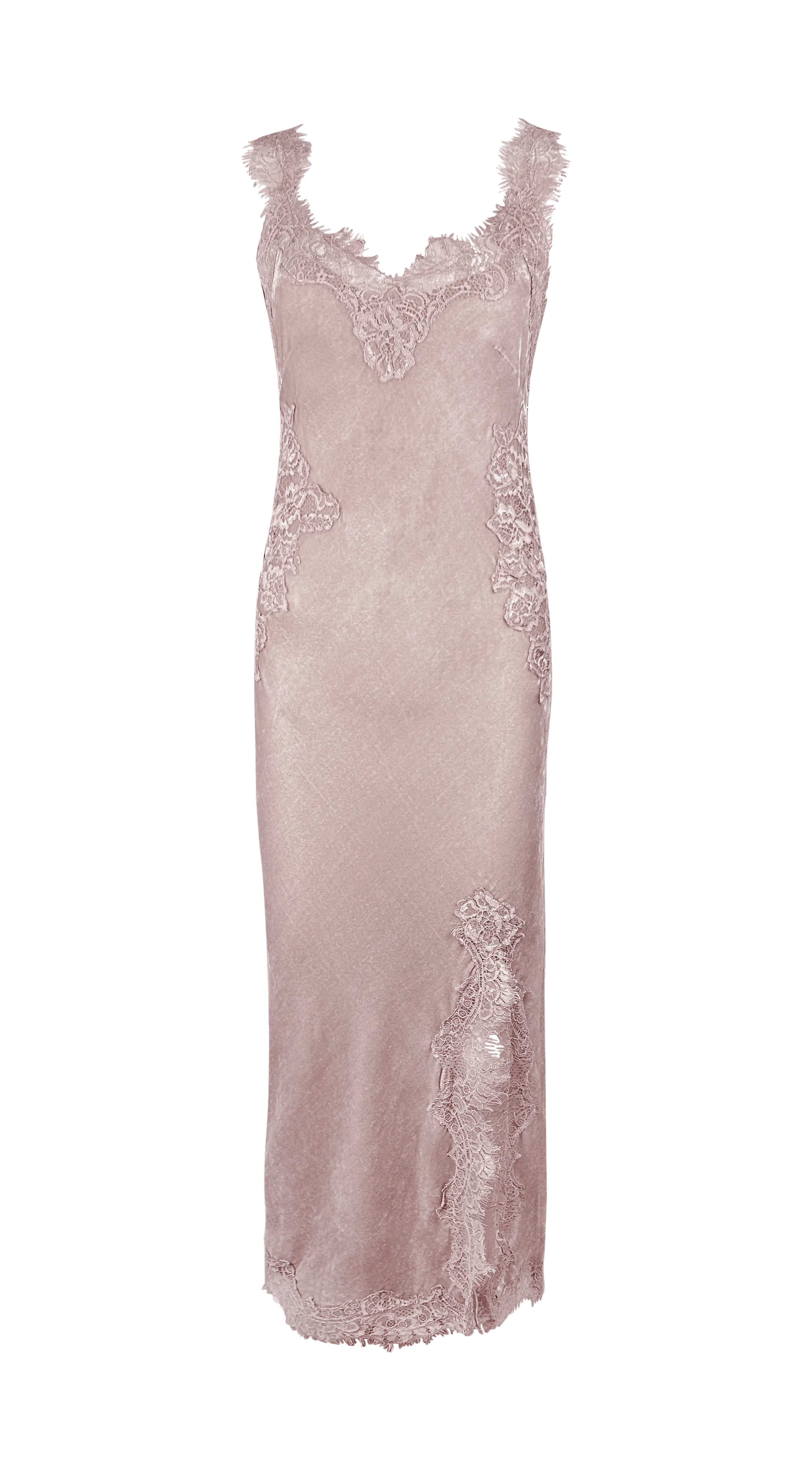 Velvet Harper Strap Long Bias Dress - Nude Crystal