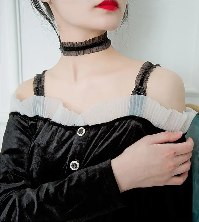 Velvet Lace Bra Strap 2cm Width