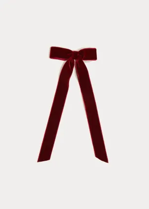 Velvet Long-Bow Clip in Burgundy