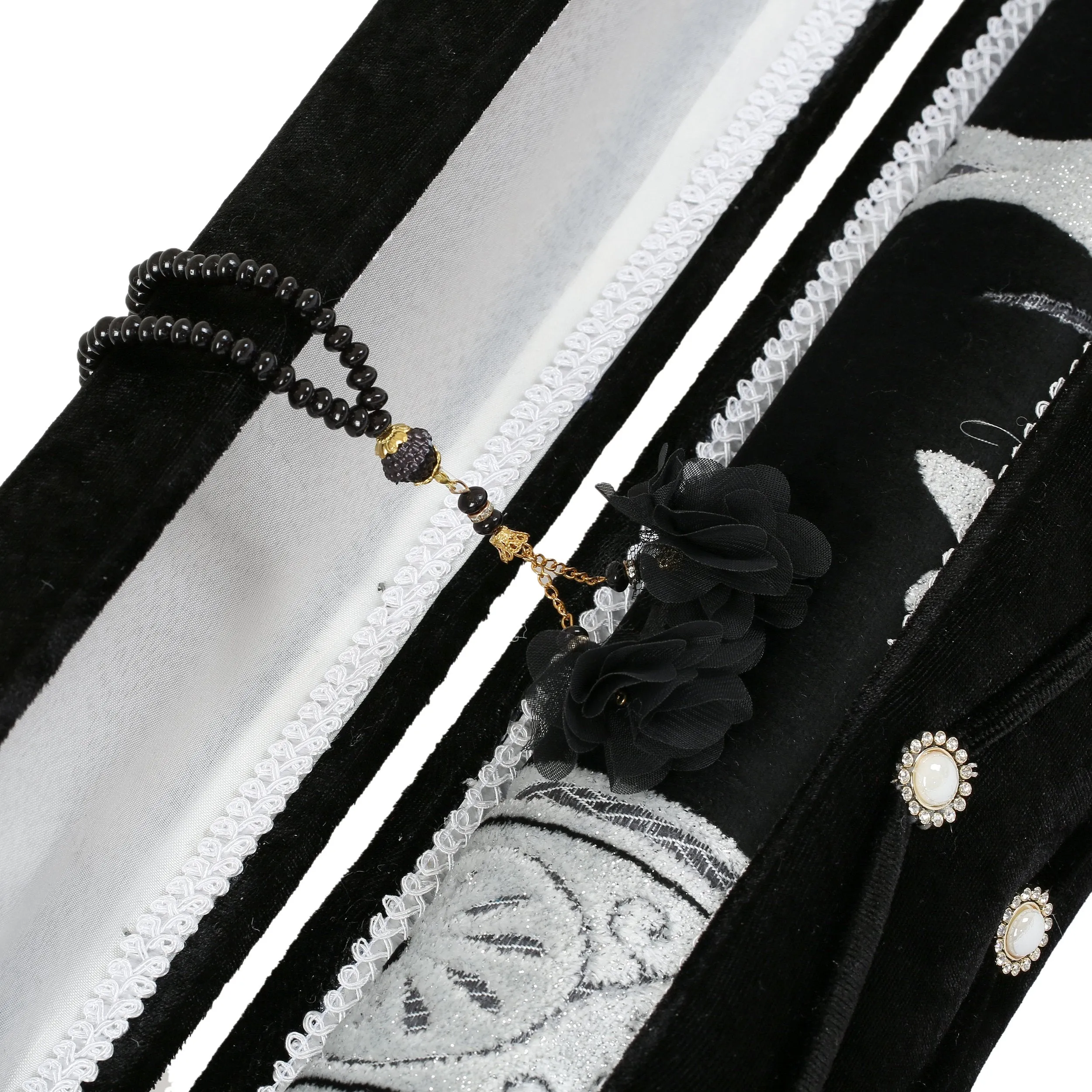 Velvet Pearl Prayer Box - Black