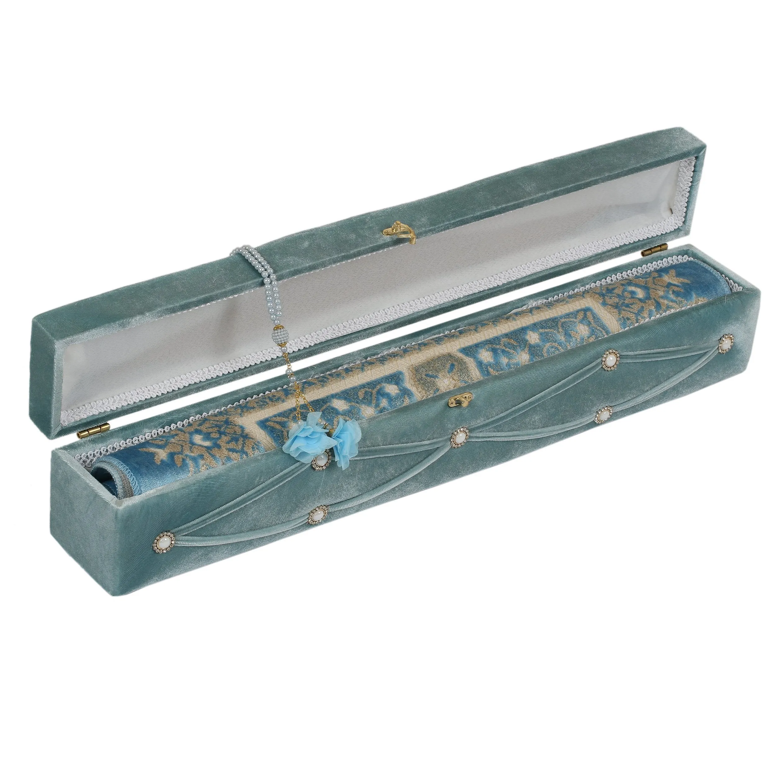 Velvet Pearl Prayer Box - Blue