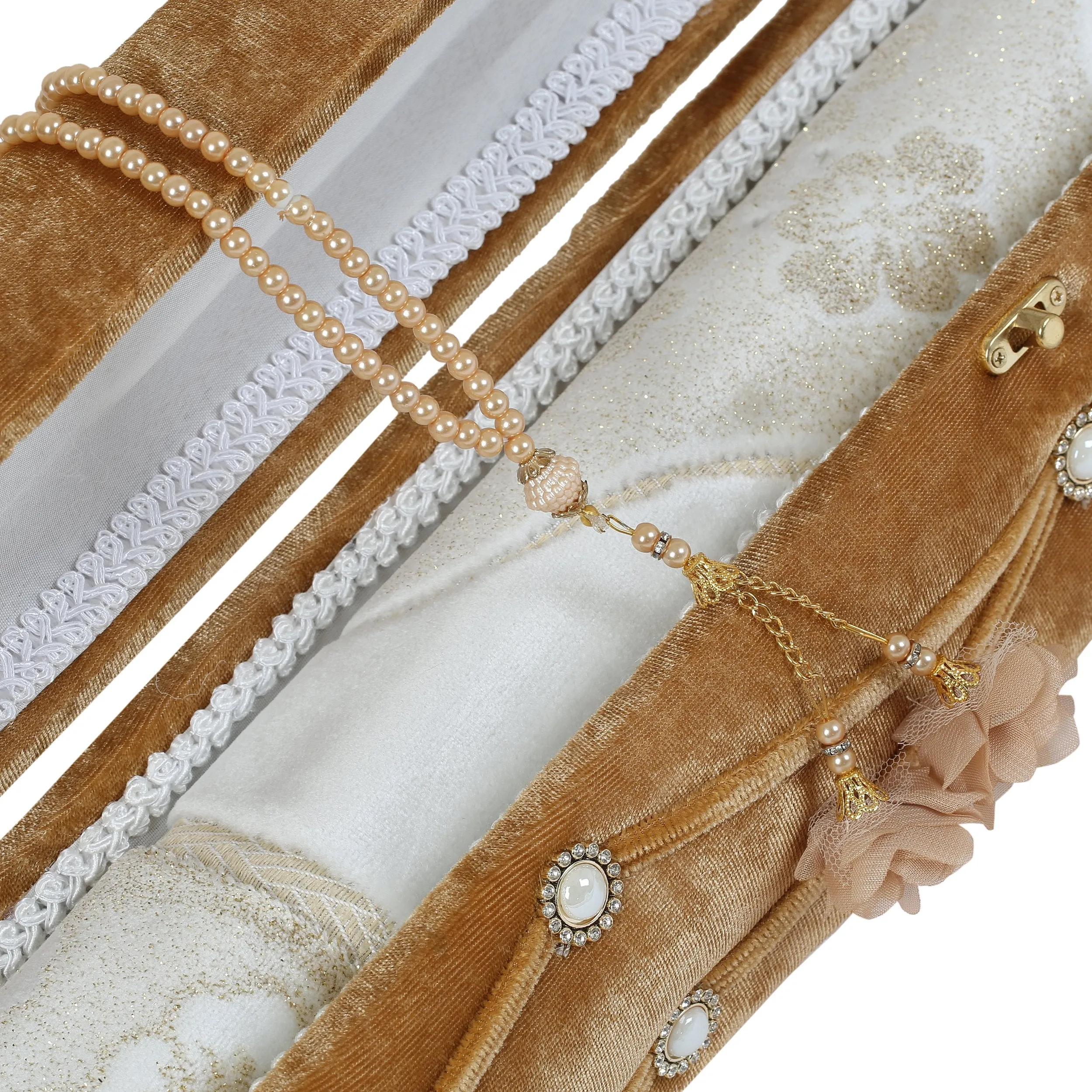 Velvet Pearl Prayer Box - Gold