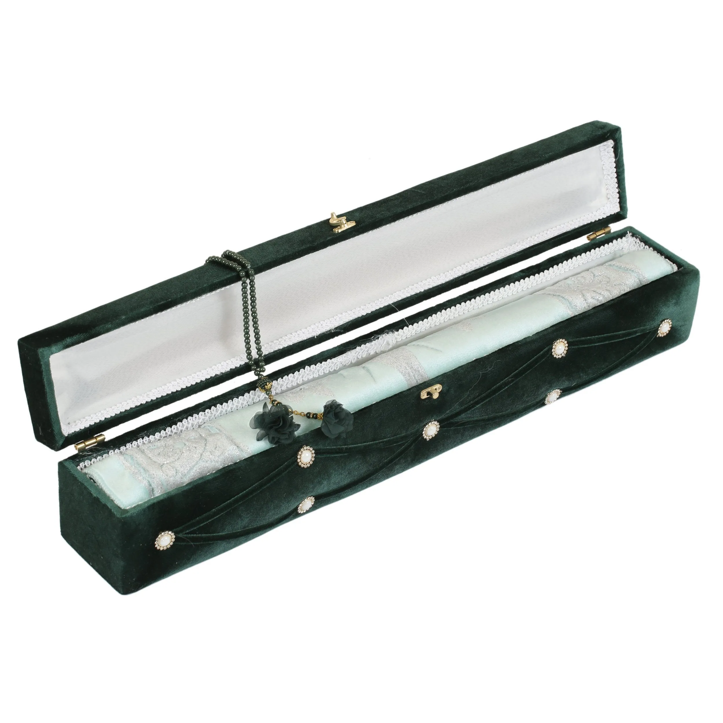 Velvet Pearl Prayer Box - Green
