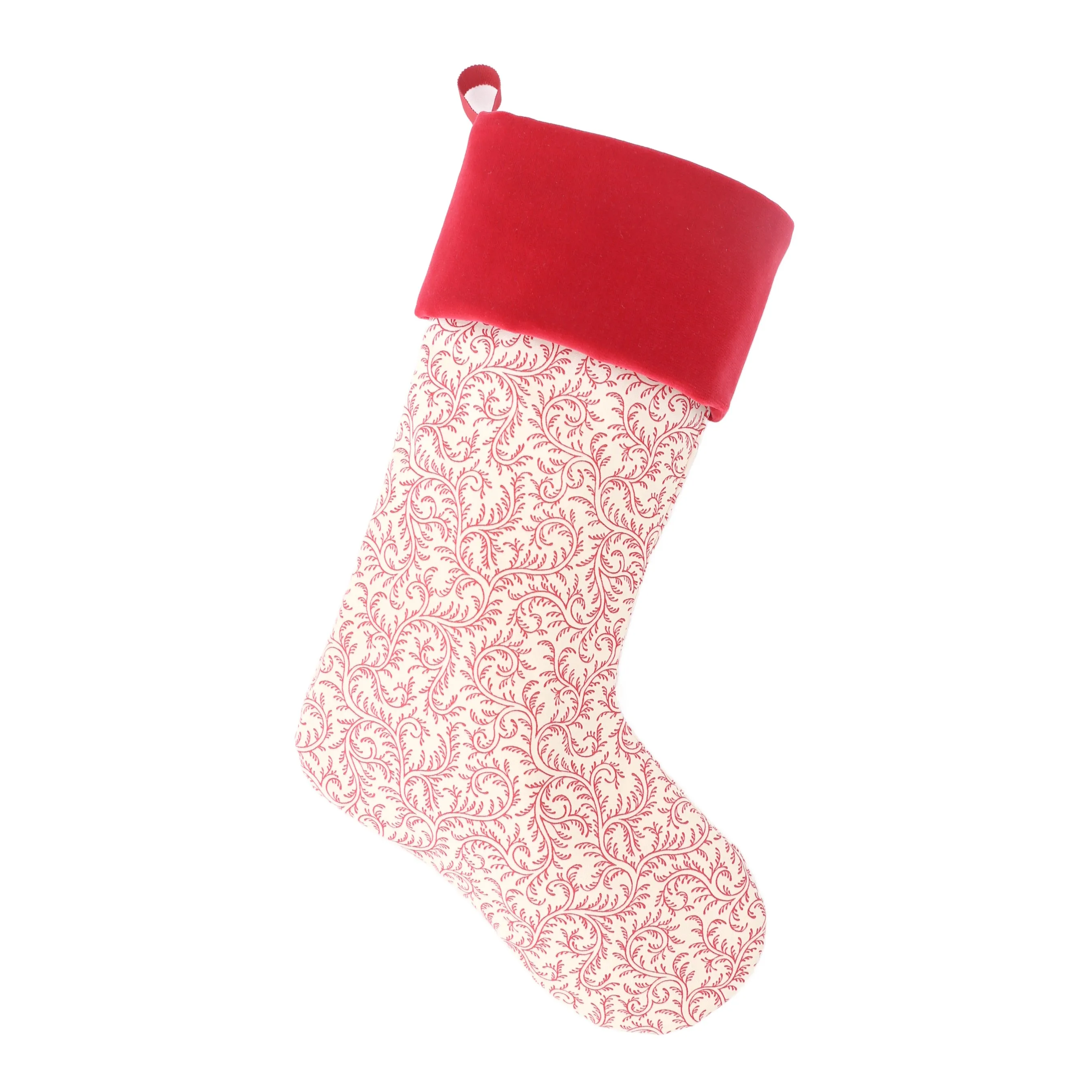 Vermicule Rose Stocking with Velvet Cuff