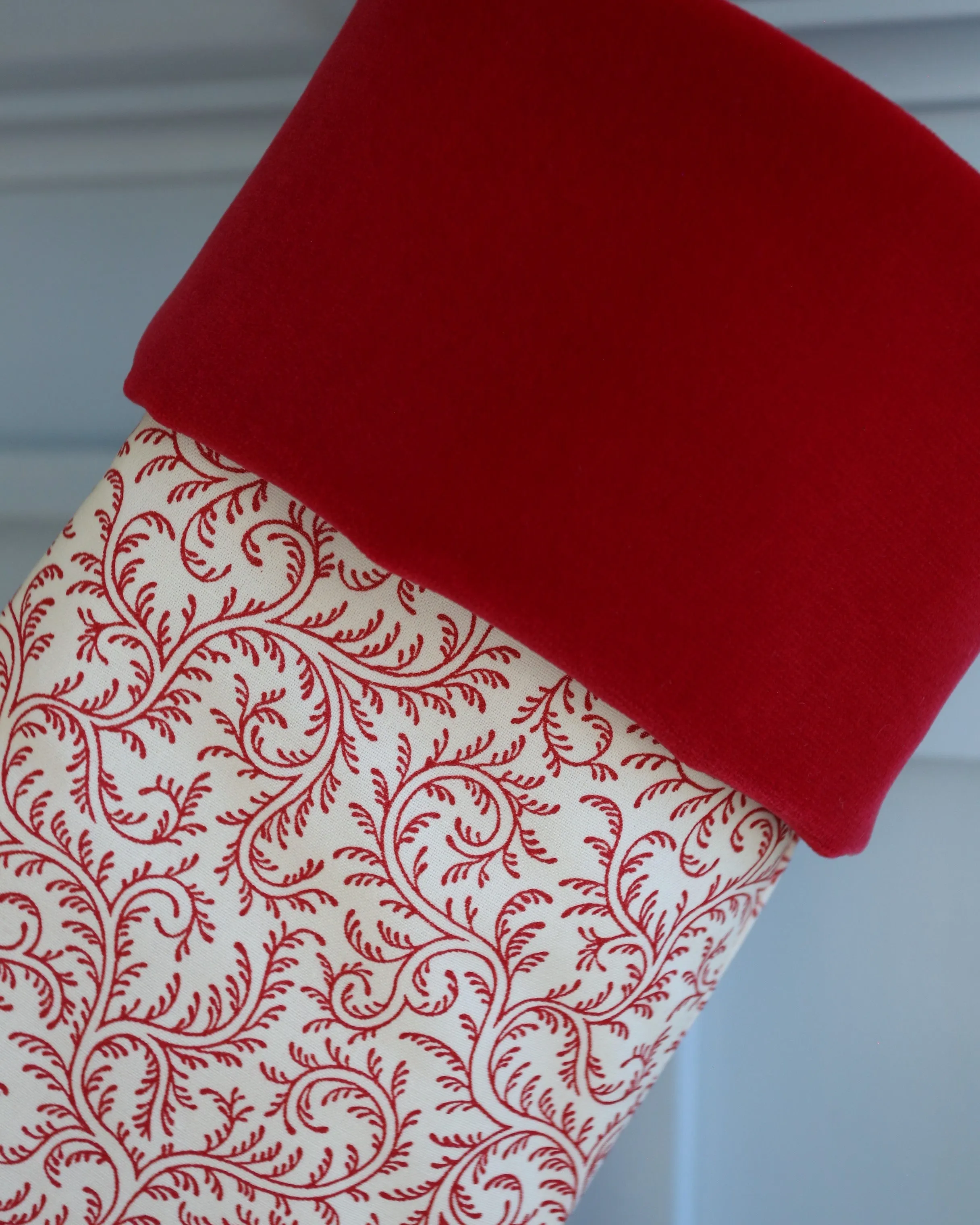 Vermicule Rose Stocking with Velvet Cuff