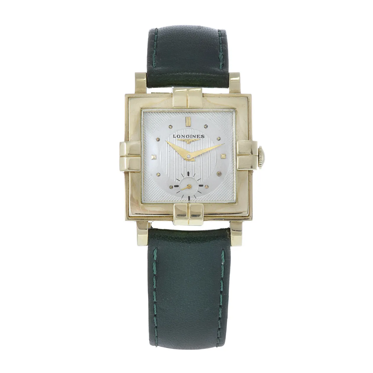 Vintage 1940's Longines 14KT Yellow Gold Guilloche Tank Watch