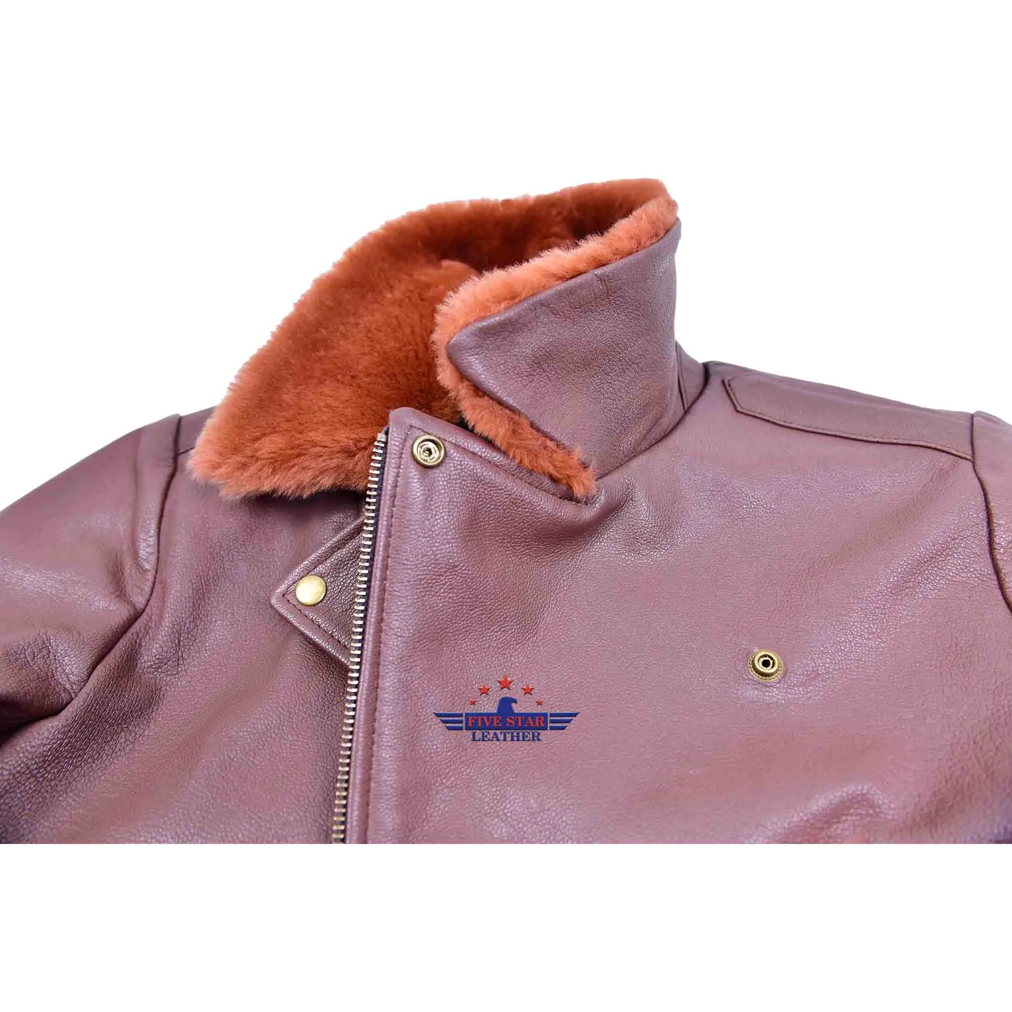 Vintage Beck Biker Jacket Goatskin Leather Russet Brown with Fur Collar