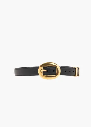 Vintage Brass Buckle Belt (Black)