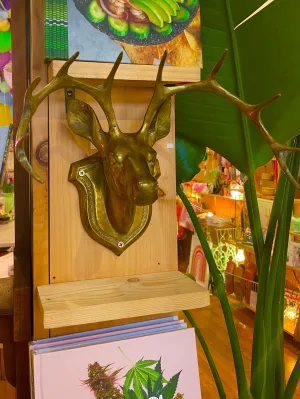 Vintage Brass Deer Head Mount