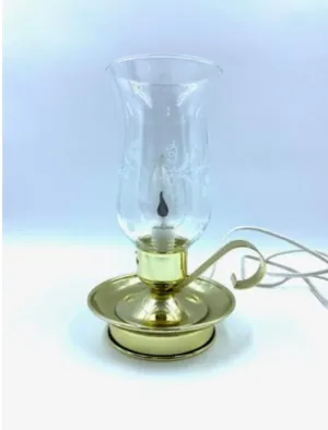 Vintage Brass Grape Etched Electric Hurricane Lamp