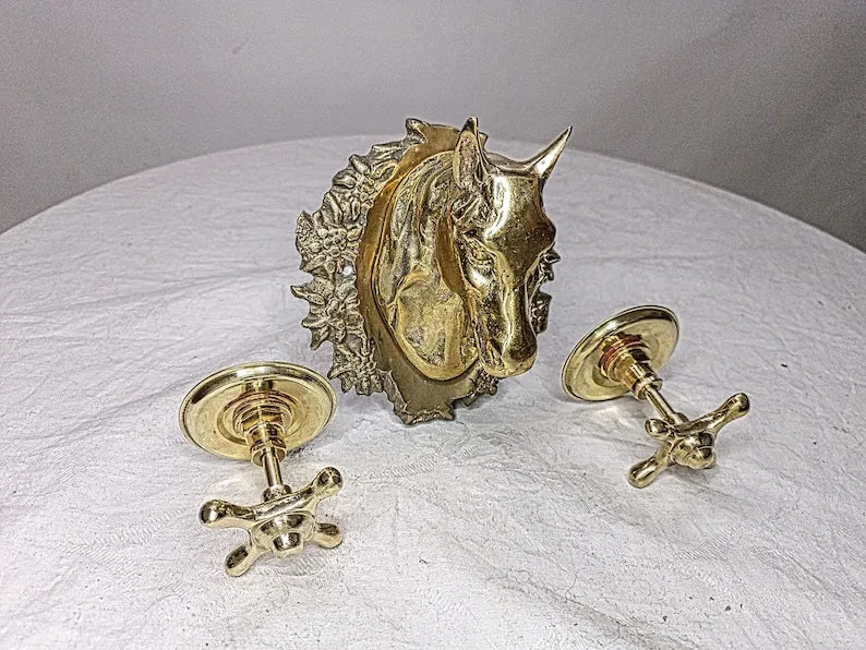 Vintage brass Horse Faucet with Two brass Handles