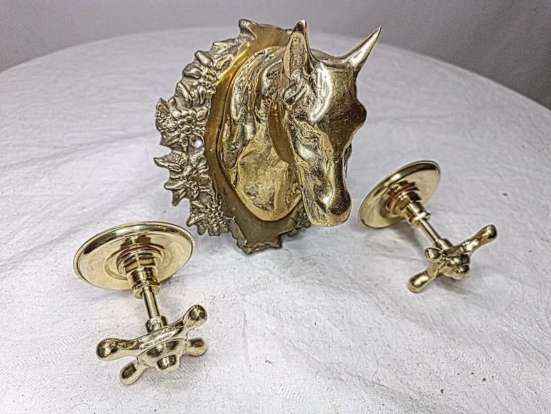 Vintage brass Horse Faucet with Two brass Handles