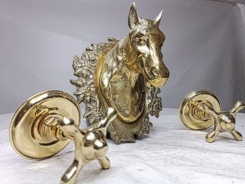 Vintage brass Horse Faucet with Two brass Handles