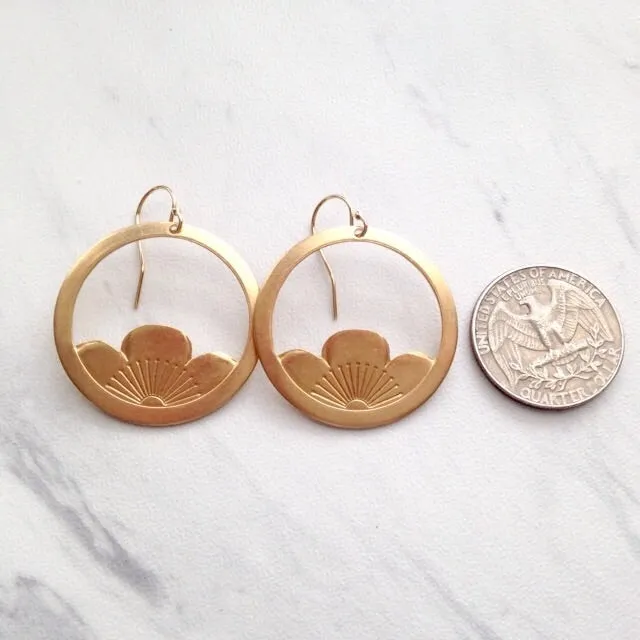 Vintage Brass Lotus Earrings.