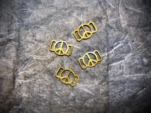 Vintage Brass Peace Sign Connectors - 4 pack