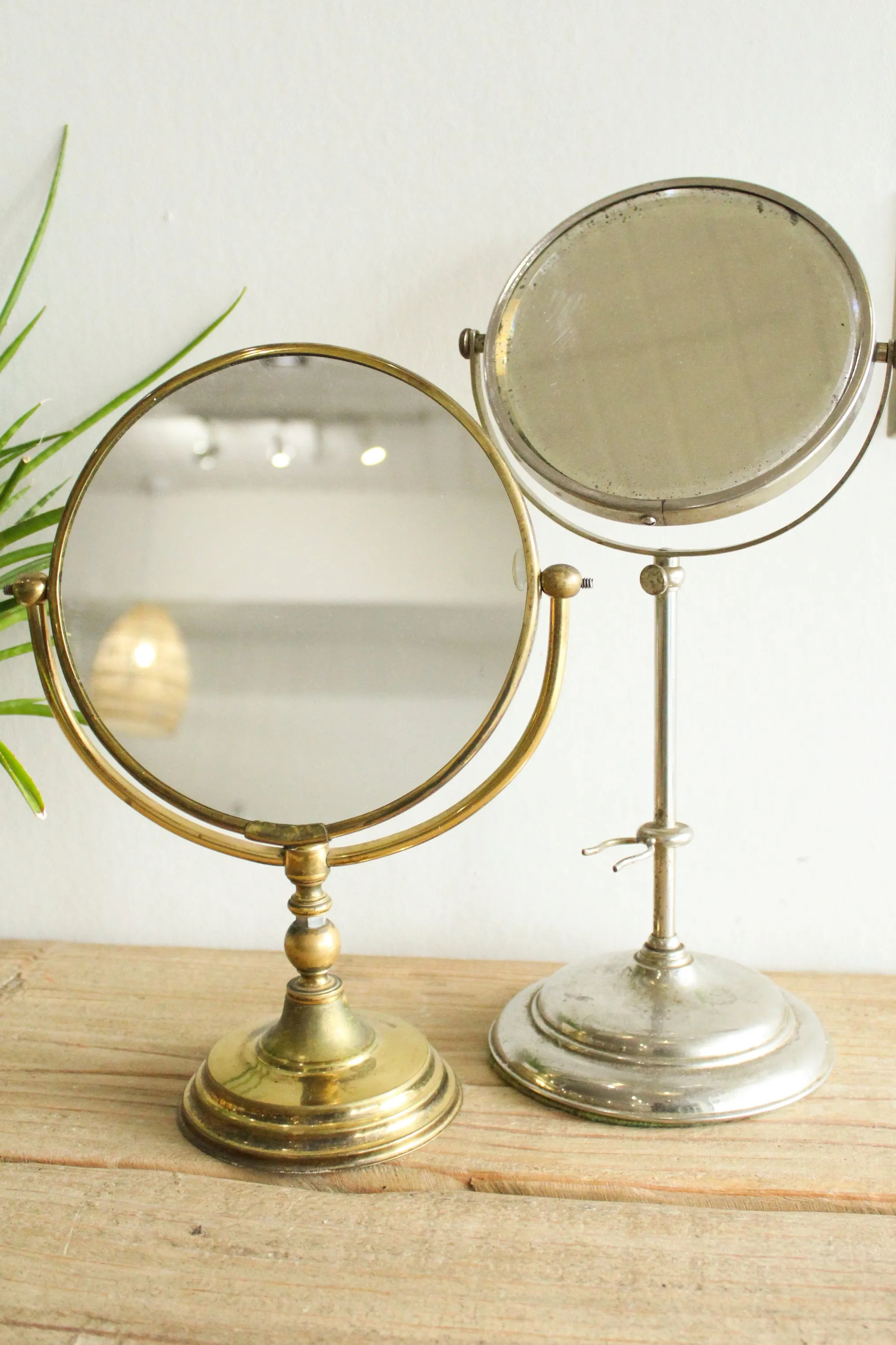 Vintage Brass Two Sided Shaving Mirror