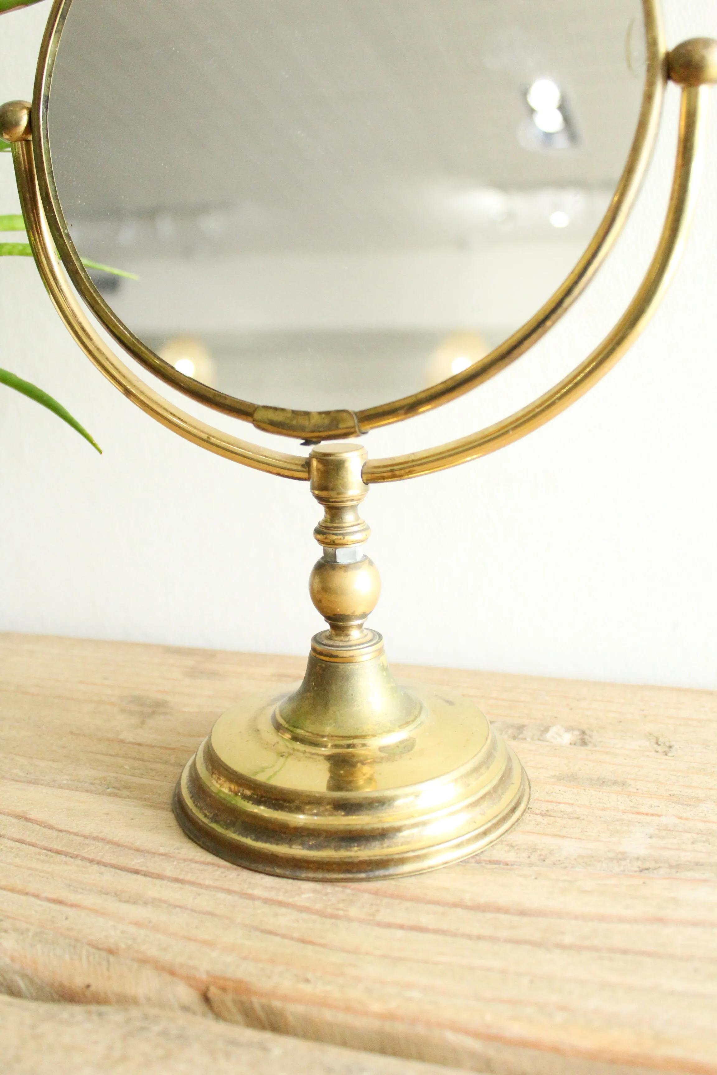 Vintage Brass Two Sided Shaving Mirror