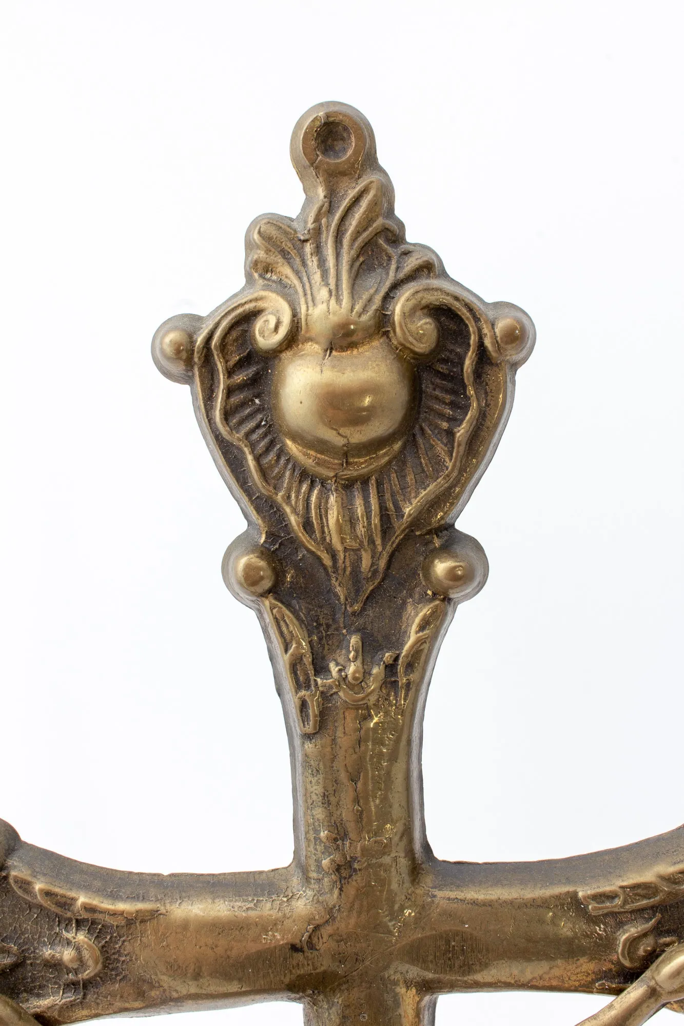 Vintage French Brass Standing Crucifix