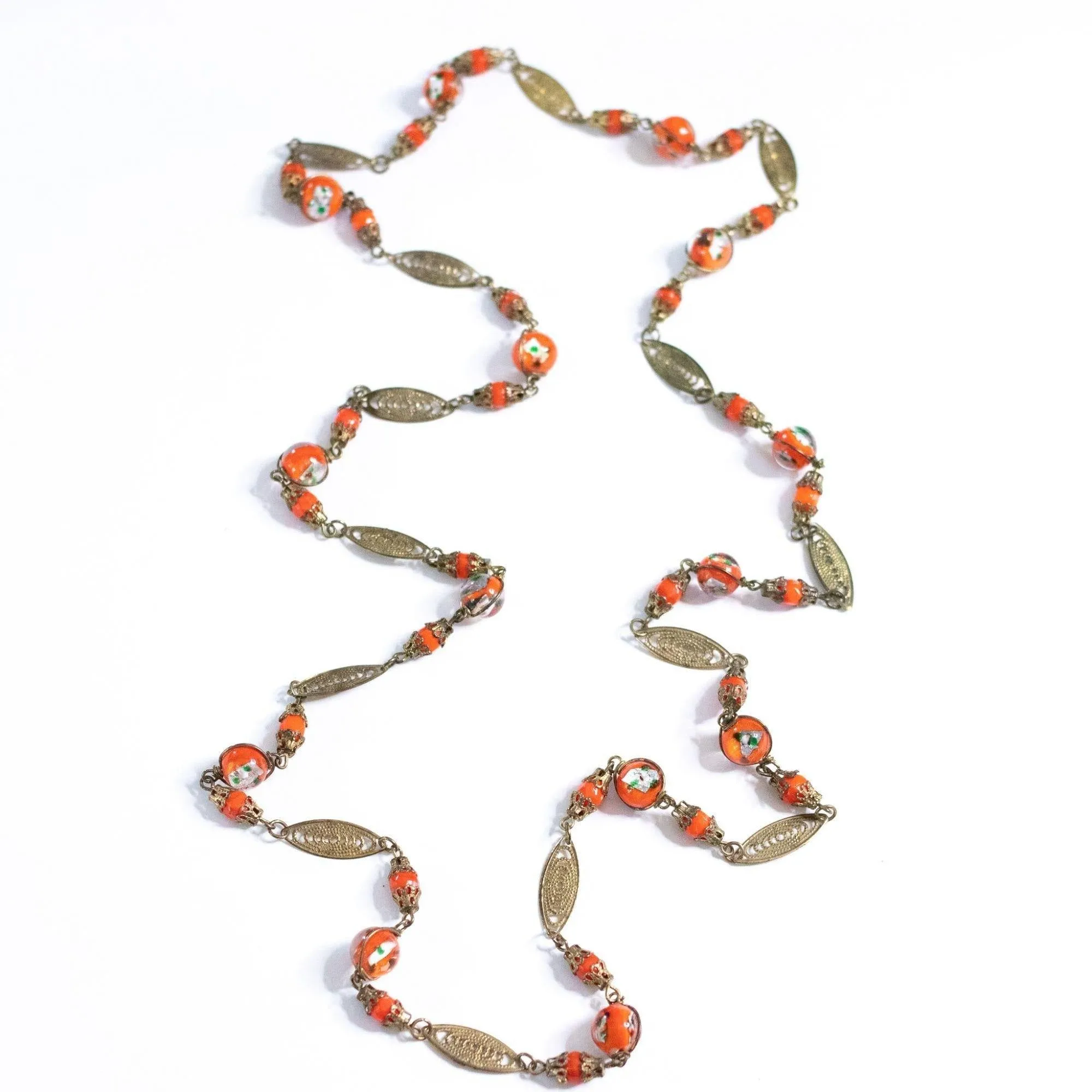 Vintage Orange Venetian Glass Necklace
