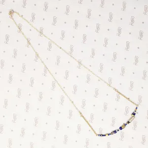 Vivid Blue Lapis & Brass Bead Arc Necklace by Brin