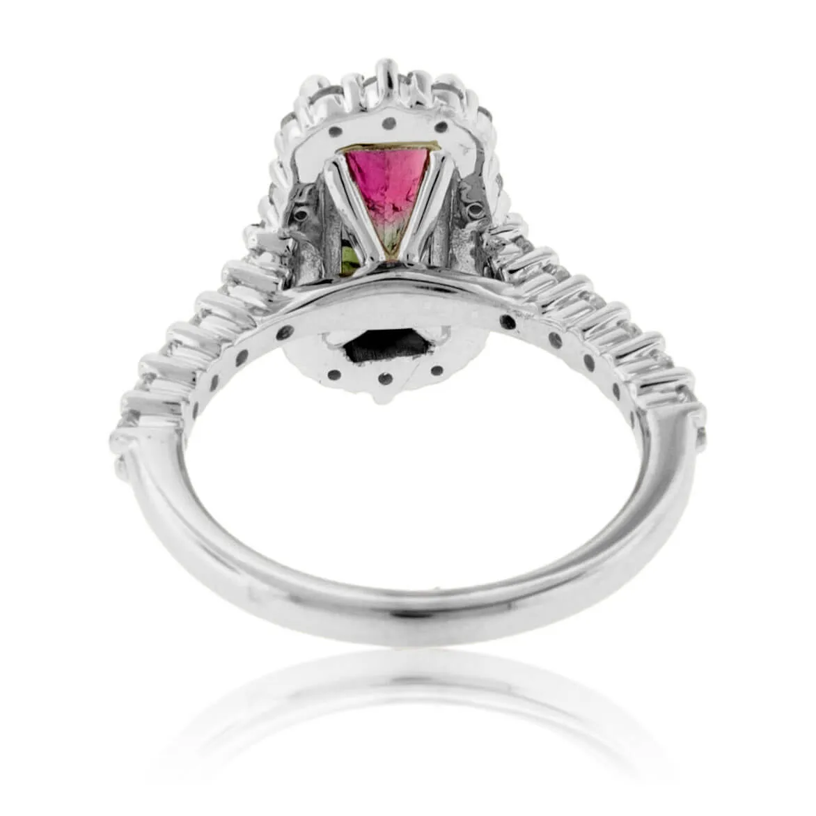 Watermelon Tourmaline & Diamond Halo Ring