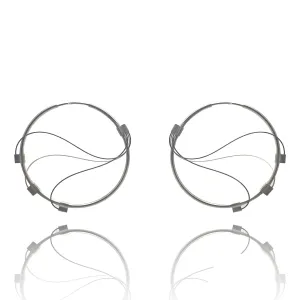 Wavy Gunmetal Hoop Earrings