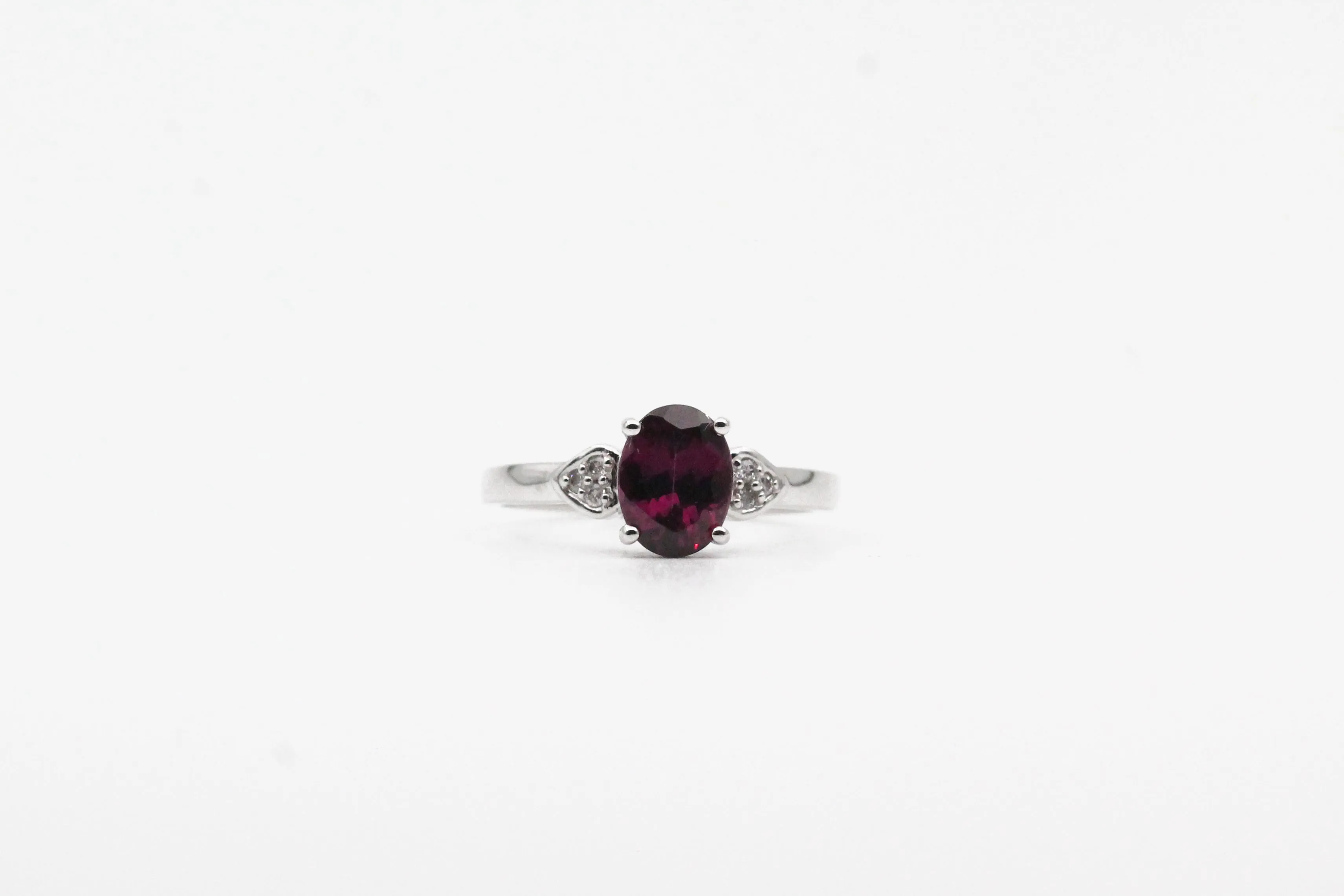 White Gold Purple Garnet Ring