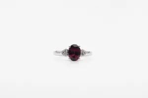 White Gold Purple Garnet Ring