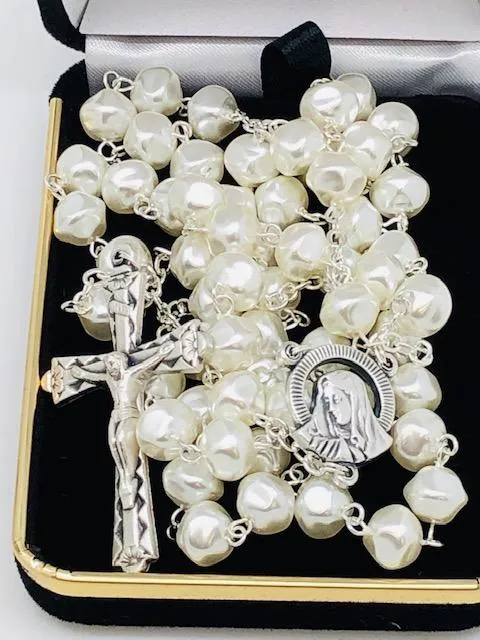 White Pearl Rosary (8MM)