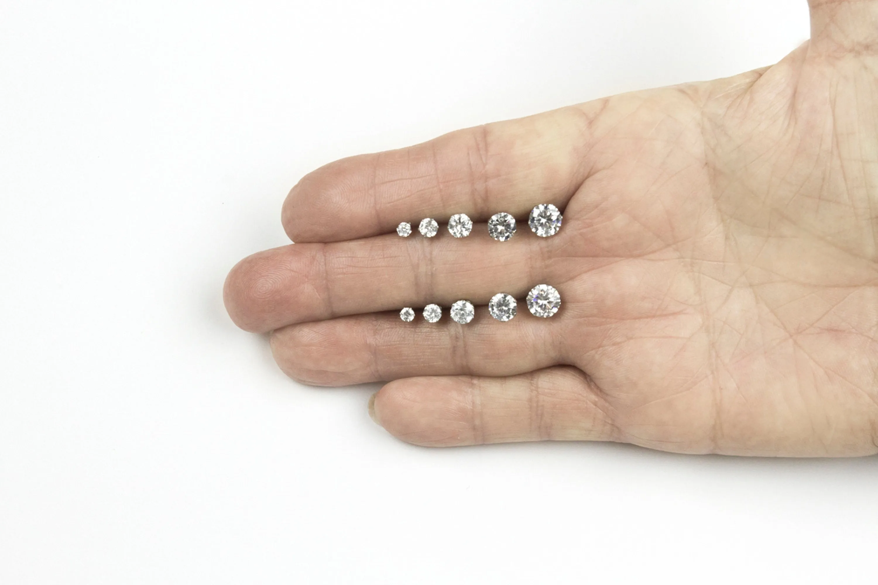 Women's Round Clear Cubic Zirconia (CZ) Stainless Steel Stud Earring 10 Pairs Assorted Sizes