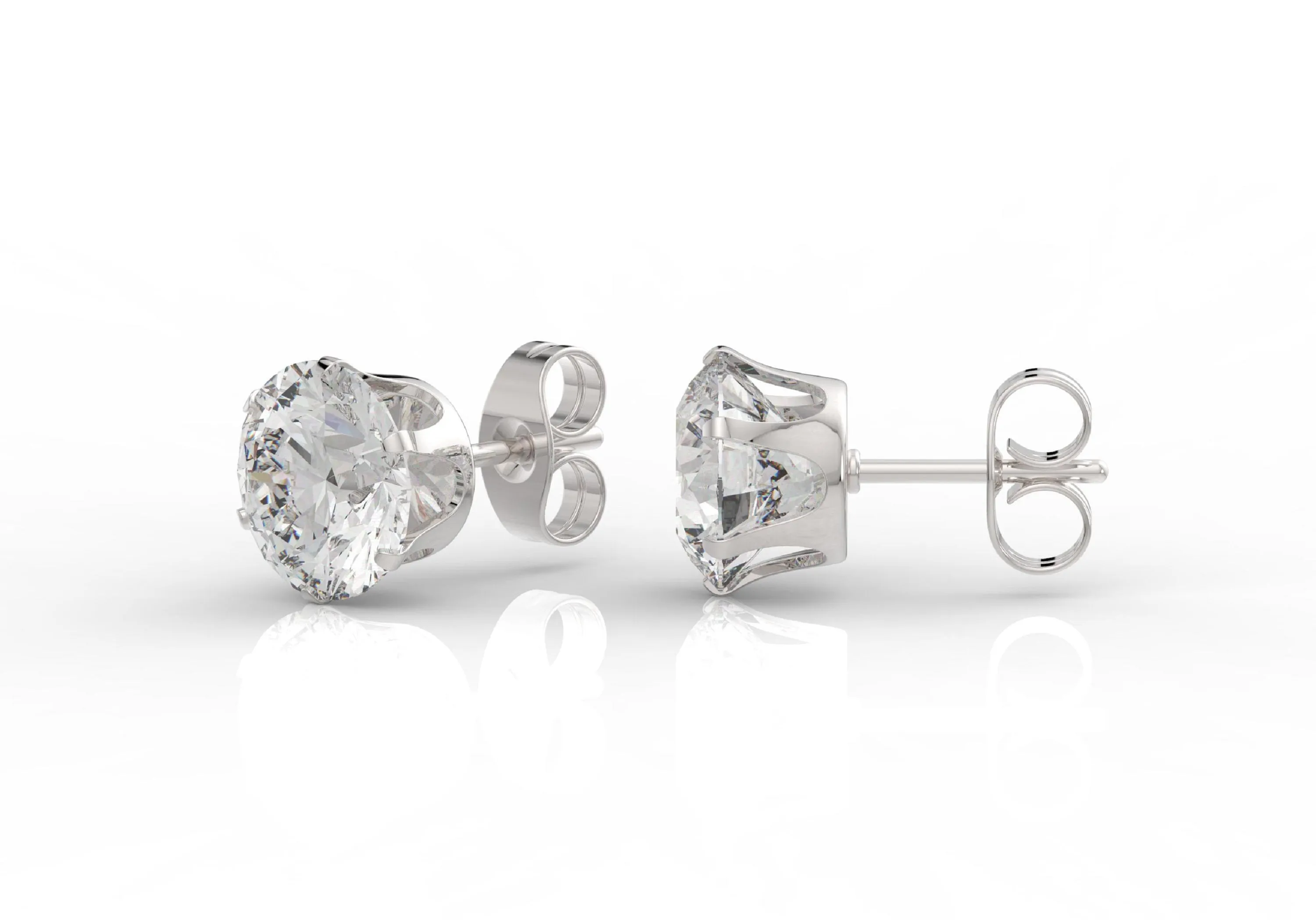 Women's Round Clear Cubic Zirconia (CZ) Stainless Steel Stud Earring 10 Pairs Assorted Sizes