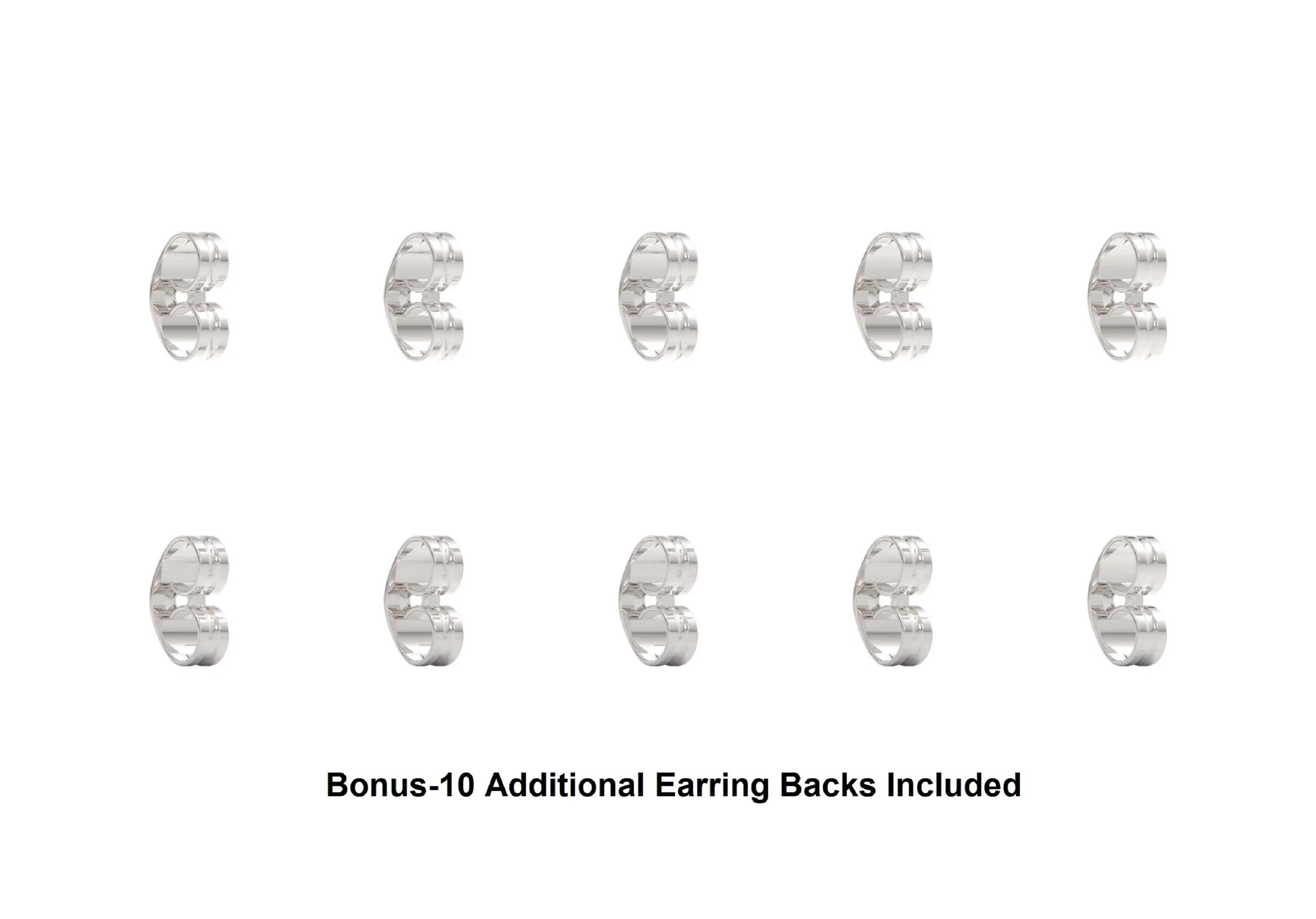 Women's Round Clear Cubic Zirconia (CZ) Stainless Steel Stud Earring 10 Pairs Assorted Sizes